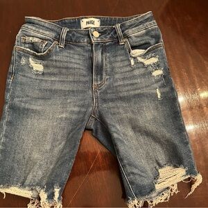 PAIGE Distressed Jax Denim Jean Cutoff Shorts